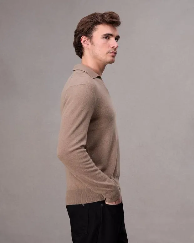 Men Sweaters Rag and Bone Downing Cashmere Polo Desert