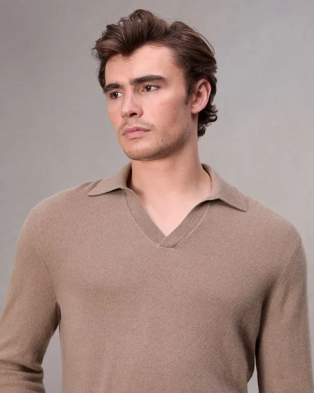 Men Sweaters Rag and Bone Downing Cashmere Polo Desert