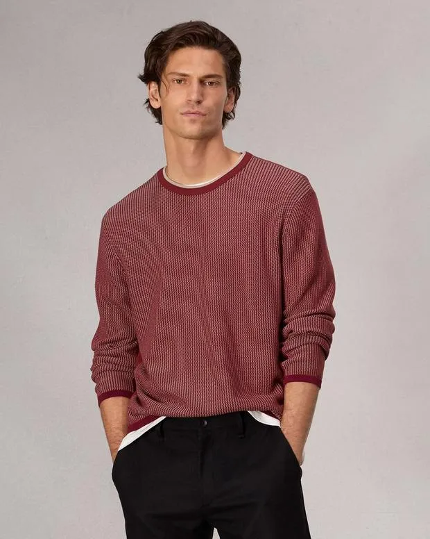 Men Sweaters Rag and Bone Harvey Crewneck Sweater Maroon