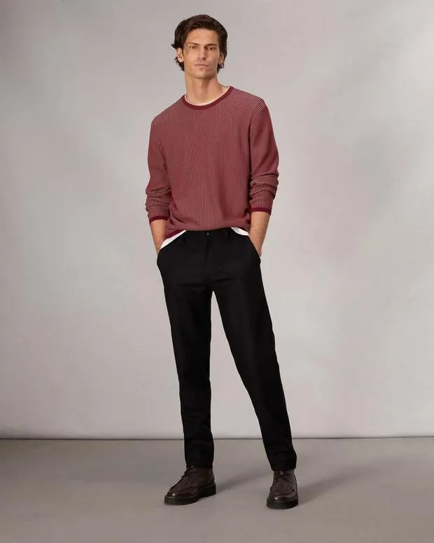 Men Sweaters Rag and Bone Harvey Crewneck Sweater Maroon