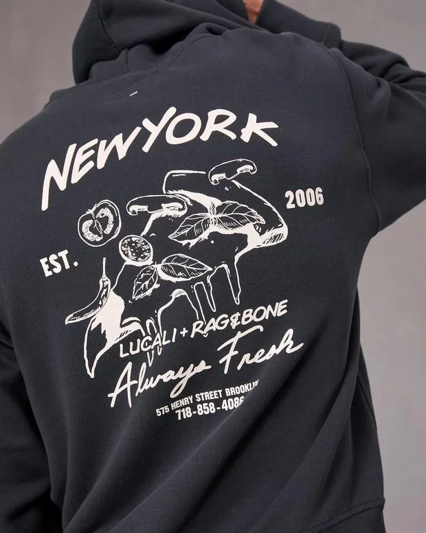 Men Sweatshirts Rag and Bone Lucali Rb Hoodie Black