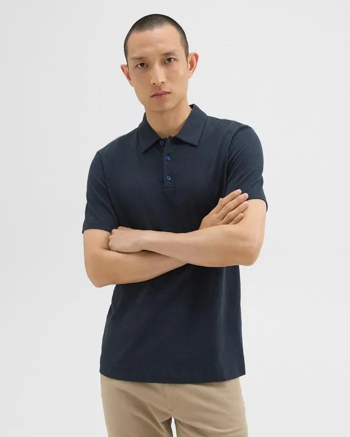 Men TShirts Polos Theory Bron Polo Shirt In Cosmos Slub Cotton Eclipse