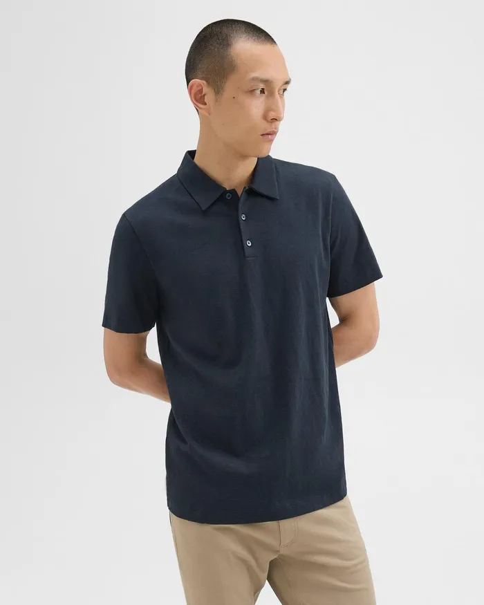 Men TShirts Polos Theory Bron Polo Shirt In Cosmos Slub Cotton Eclipse
