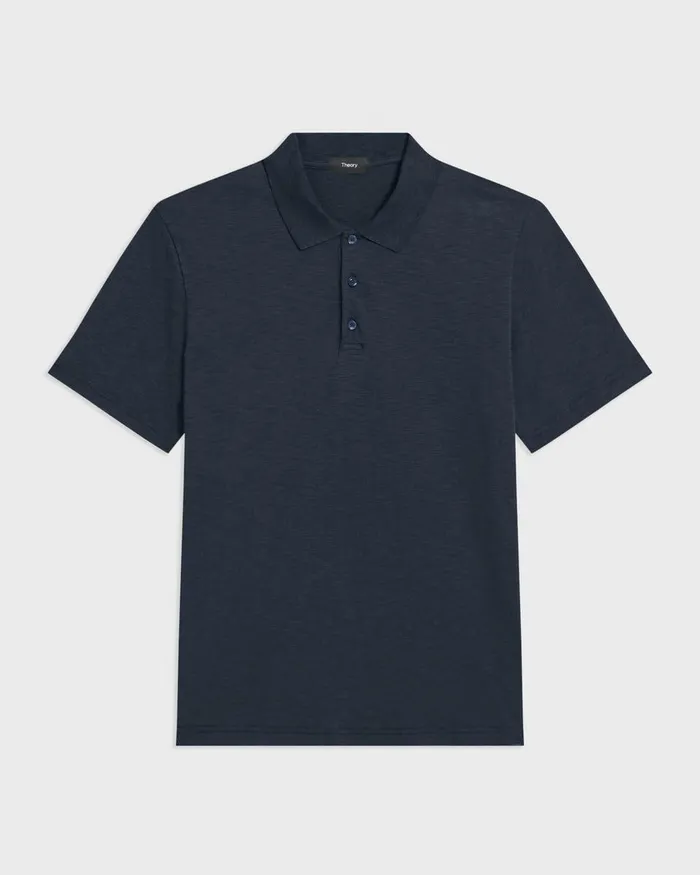 Men TShirts Polos Theory Bron Polo Shirt In Cosmos Slub Cotton Eclipse