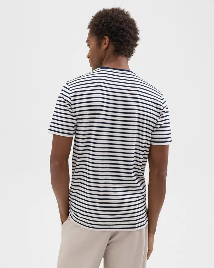 Men TShirts Polos Theory Crewneck Tee In Striped Cotton Balticwhite