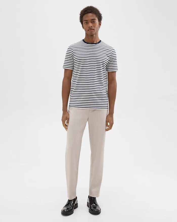 Men TShirts Polos Theory Crewneck Tee In Striped Cotton Balticwhite