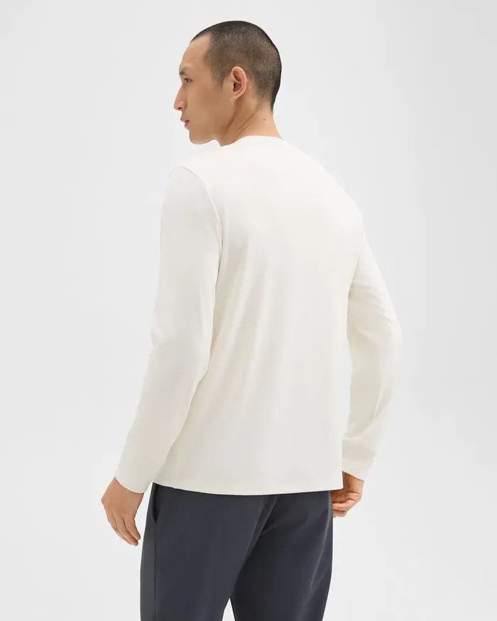 Men TShirts Polos Theory Essential LongSleeve Tee In Anemone Modal Jersey Winter White