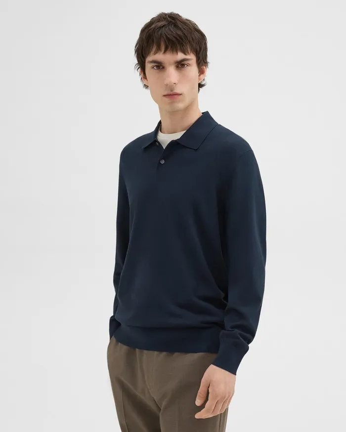 Men TShirts Polos Theory Goris LongSleeve Polo Shirt In Light Bilen Baltic