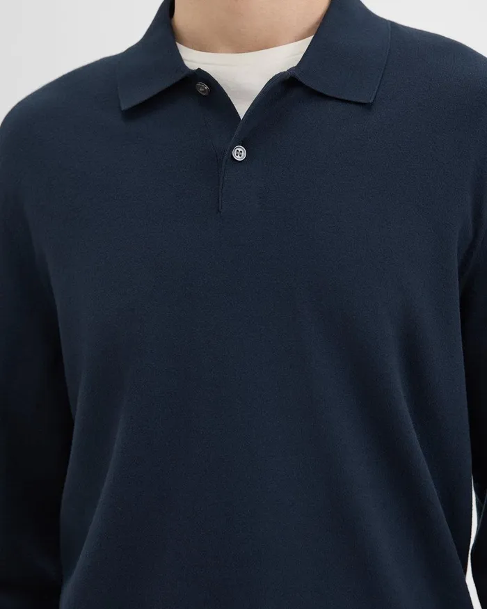 Men TShirts Polos Theory Goris LongSleeve Polo Shirt In Light Bilen Baltic