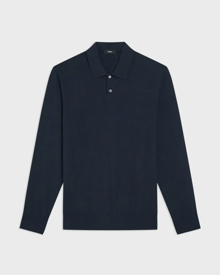 Men TShirts Polos Theory Goris LongSleeve Polo Shirt In Light Bilen Baltic
