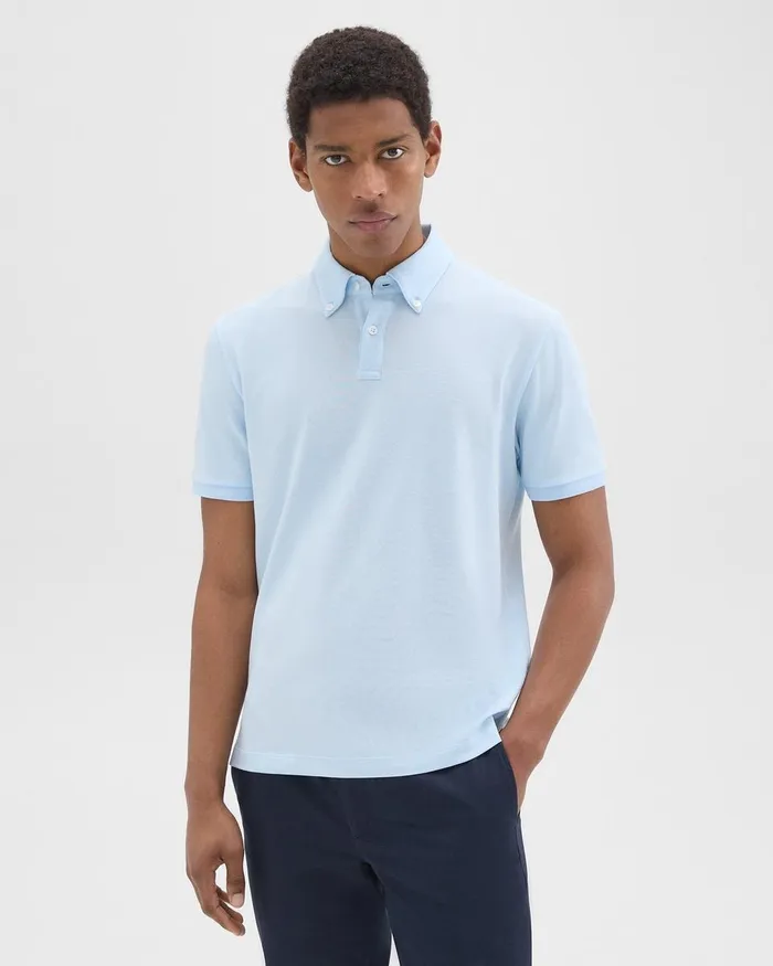 Men TShirts Polos Theory Tailored Polo Shirt In Function Piqueacute Skylight