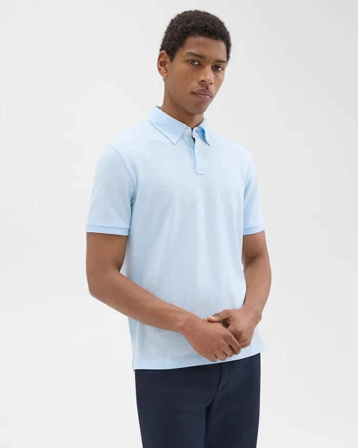 Men TShirts Polos Theory Tailored Polo Shirt In Function Piqueacute Skylight