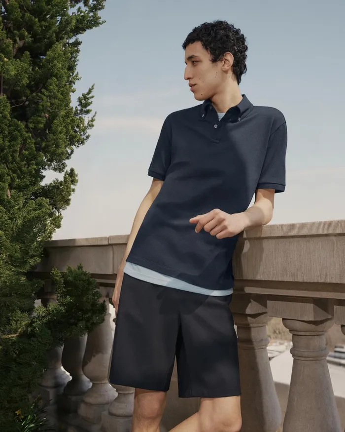Men TShirts Polos Theory Tailored Polo Shirt In Function Piqueacute Skylight