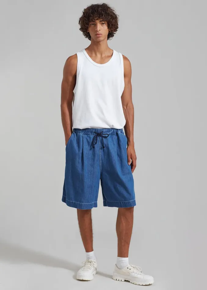 Men Tanner Denim Shorts 8211 Medium Wash The Frankie Shop Bottoms