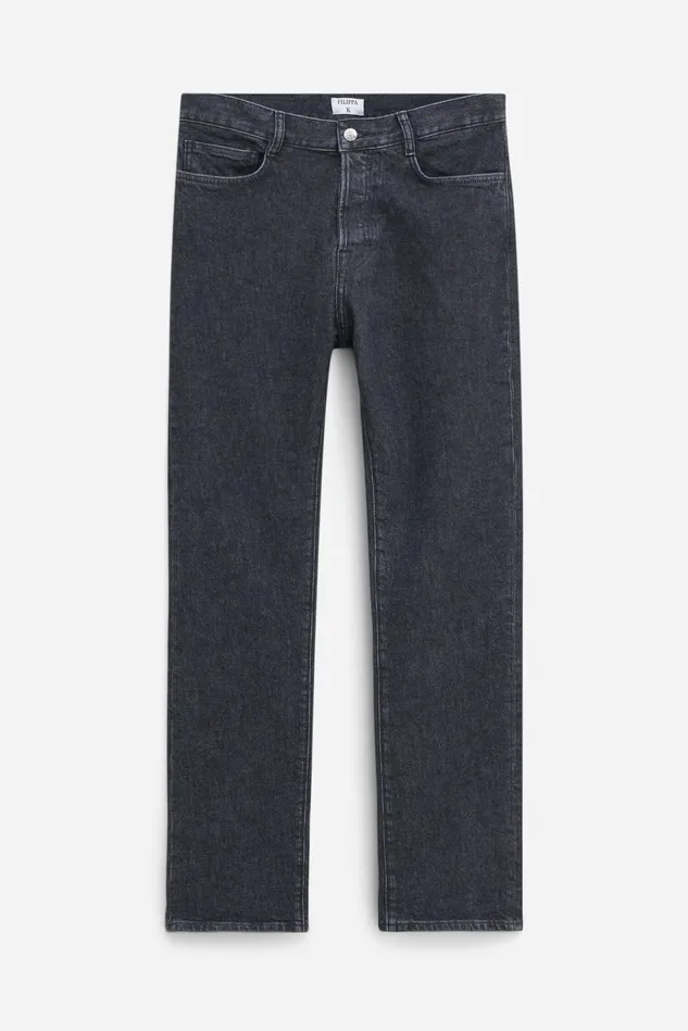 Men Tapered Cropped Jeans Washed Black Filippa K Jeans
