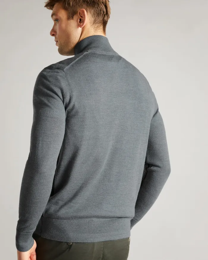 Men TOOTING 8211 Merino Wool Half Zip Top Charcoal Ted Baker Jumpers and Knitwear