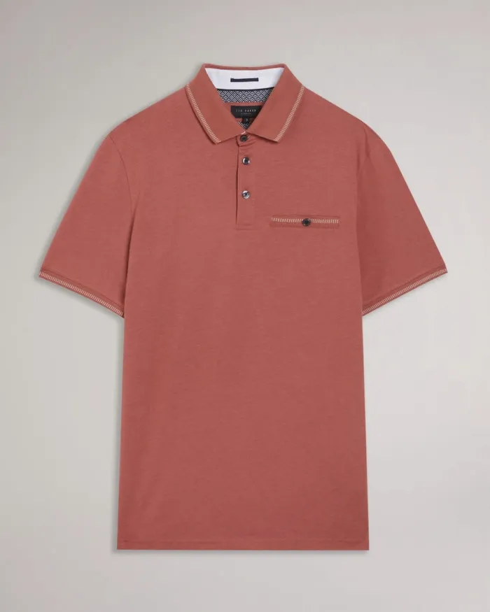 Men TORTILA 8211 Polo Shirt With Striped Details Medium Pink Ted Baker Tops