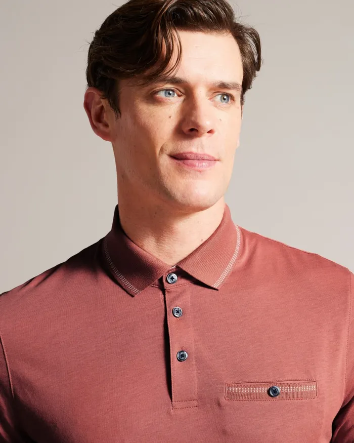 Men TORTILA 8211 Polo Shirt With Striped Details Medium Pink Ted Baker Tops