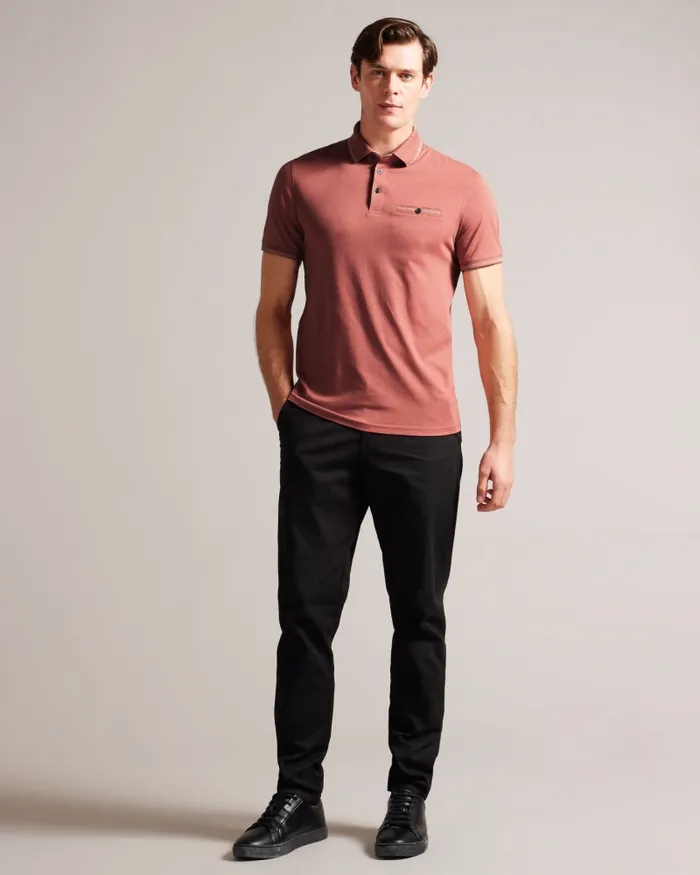 Men TORTILA 8211 Polo Shirt With Striped Details Medium Pink Ted Baker Tops
