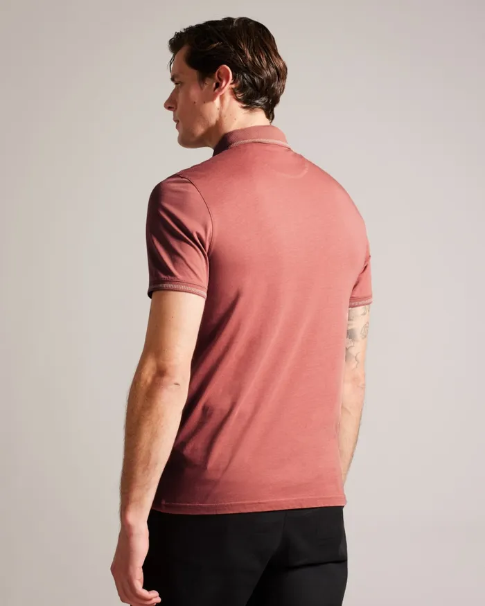 Men TORTILA 8211 Polo Shirt With Striped Details Medium Pink Ted Baker Tops