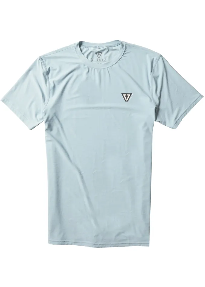 Men Twisted Eco Short Sleeve Lycra Rash Guard COOL BLUE HEATHER Wetsuit Tops and Lycra Vissla