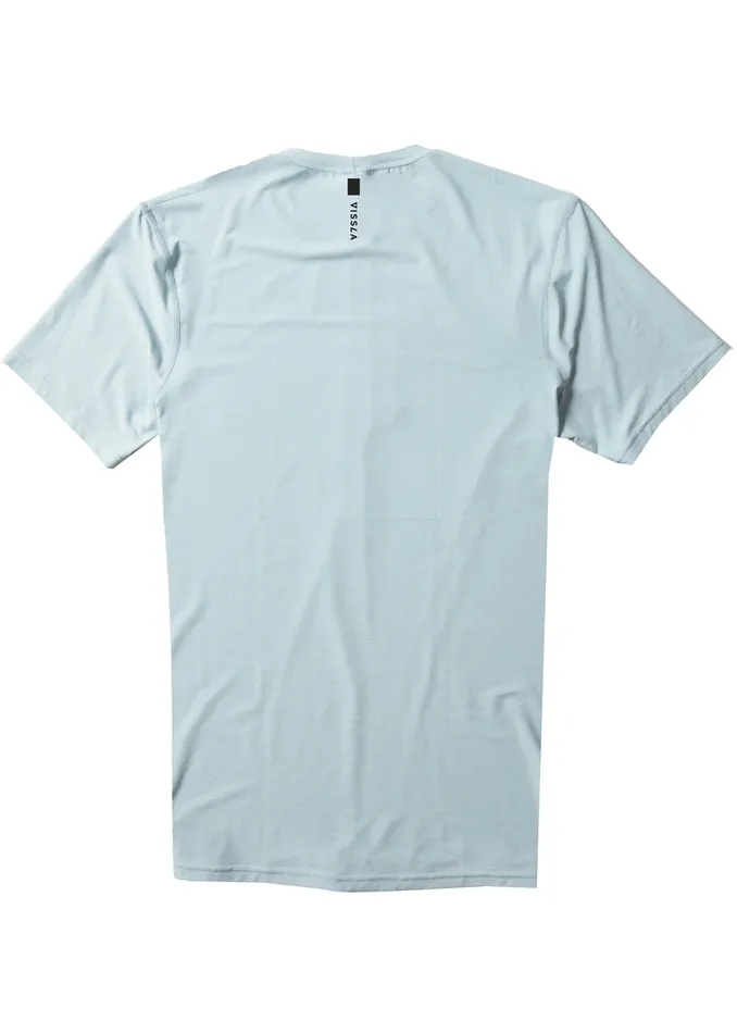 Men Twisted Eco Short Sleeve Lycra Rash Guard COOL BLUE HEATHER Wetsuit Tops and Lycra Vissla Men Twisted Eco Short Sleeve Lycra Rash Guard COOL BLUE HEATHER Wetsuit Tops and Lycra Vissla