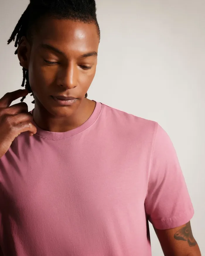 Men TYWINN 8211 Short Sleeve Regular Fit Plain Tshirt Pink Ted Baker Tops