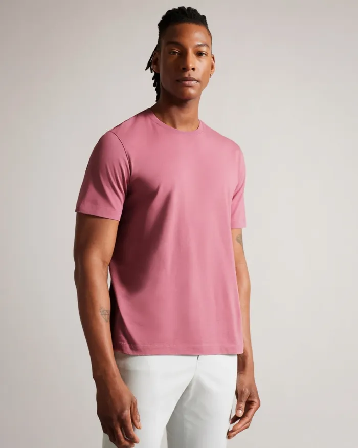 Men TYWINN 8211 Short Sleeve Regular Fit Plain Tshirt Pink Ted Baker Tops