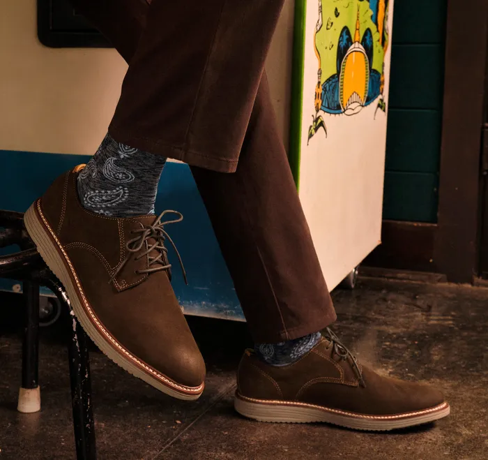 Men Upton Plain Toe Dark Brown Nubuck Shoes Johnston and Murphy