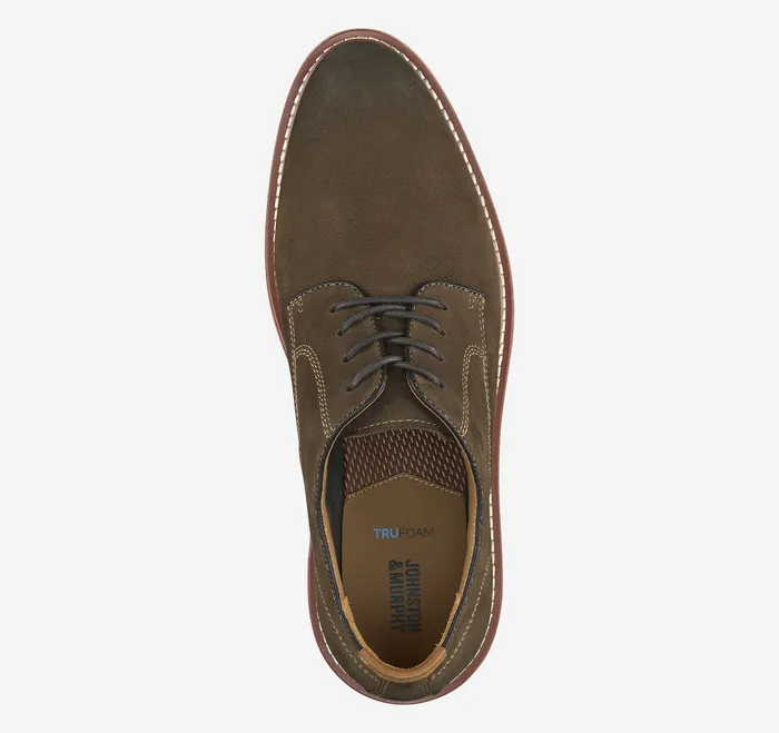Men Upton Plain Toe Dark Brown Nubuck Shoes Johnston and Murphy