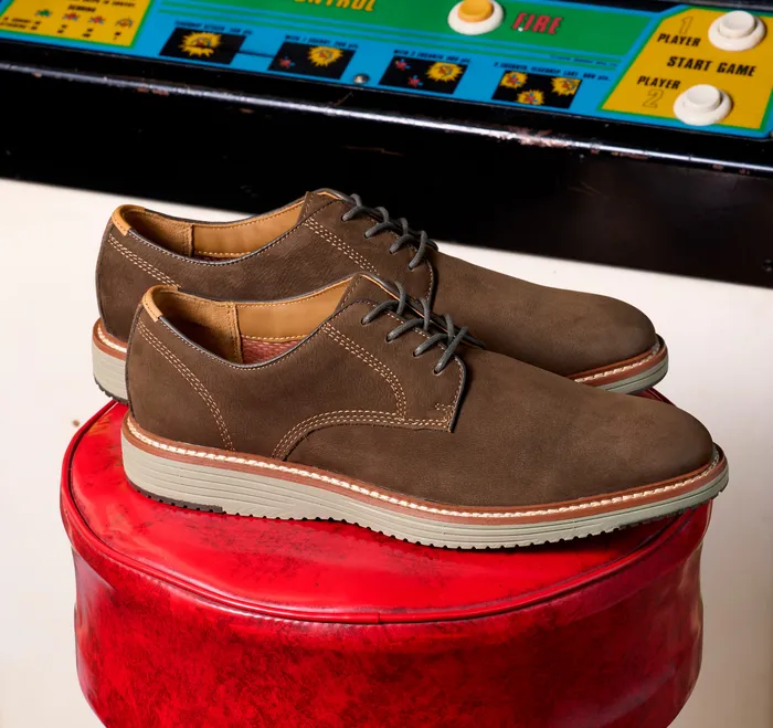 Men Upton Plain Toe Dark Brown Nubuck Shoes Johnston and Murphy