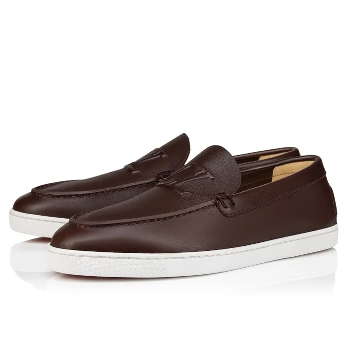 Men Varsiboat Boat Shoes 8211 Calf Leather 8211 Expresso Christian Louboutin Loafers and Moccasins
