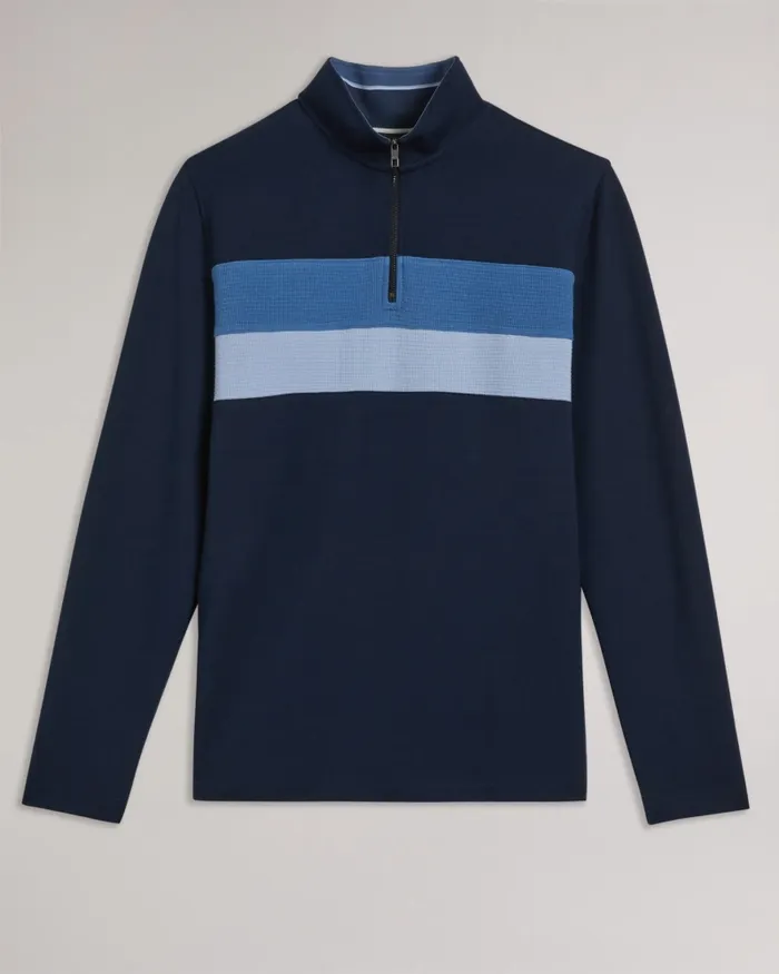 Men VELLER 8211 Long Sleeve Half Zip Jumper Navy Ted Baker Tops
