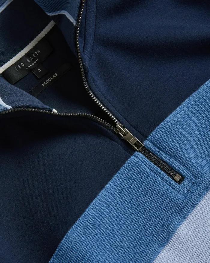 Men VELLER 8211 Long Sleeve Half Zip Jumper Navy Ted Baker Tops