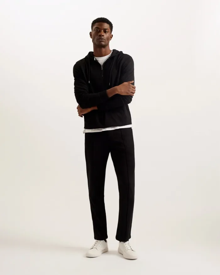 Men VITRON 8211 Slim Fit Creased Jersey Trousers Black Ted Baker Trousers and Chinos