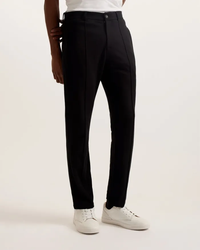 Men VITRON 8211 Slim Fit Creased Jersey Trousers Black Ted Baker Trousers and Chinos