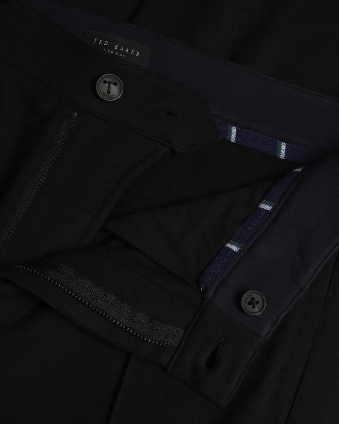 Men VITRON 8211 Slim Fit Creased Jersey Trousers Black Ted Baker Trousers and Chinos