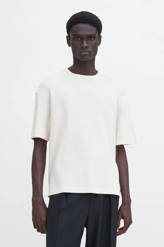 Men Waffle Cotton Tee Cream White Filippa K TShirts