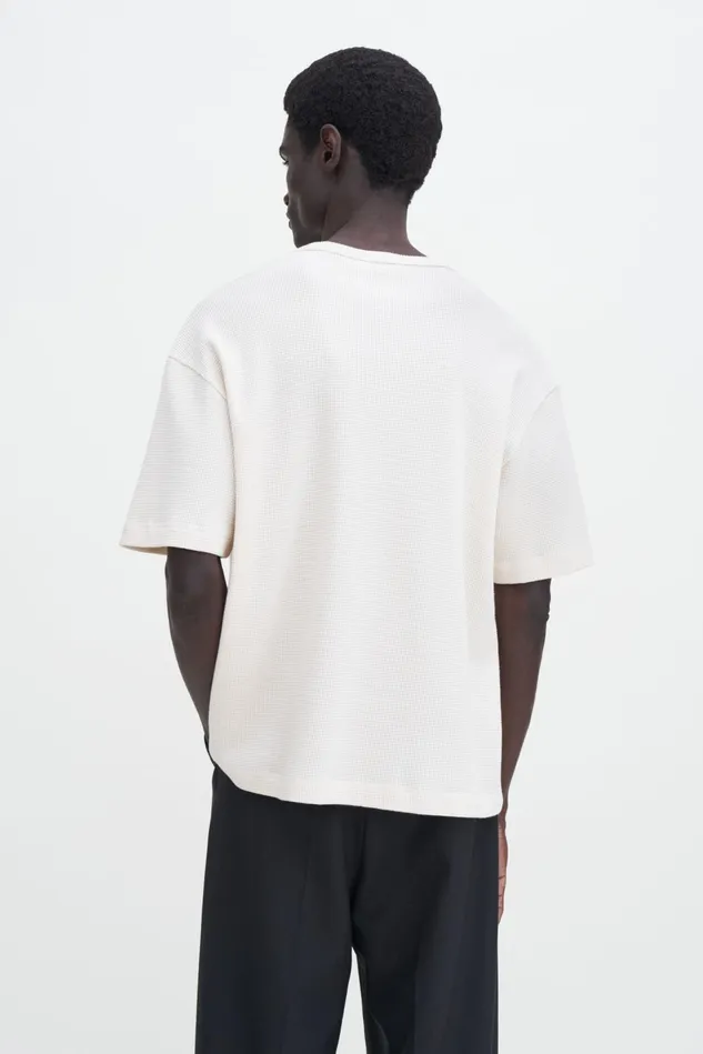 Men Waffle Cotton Tee Cream White Filippa K TShirts