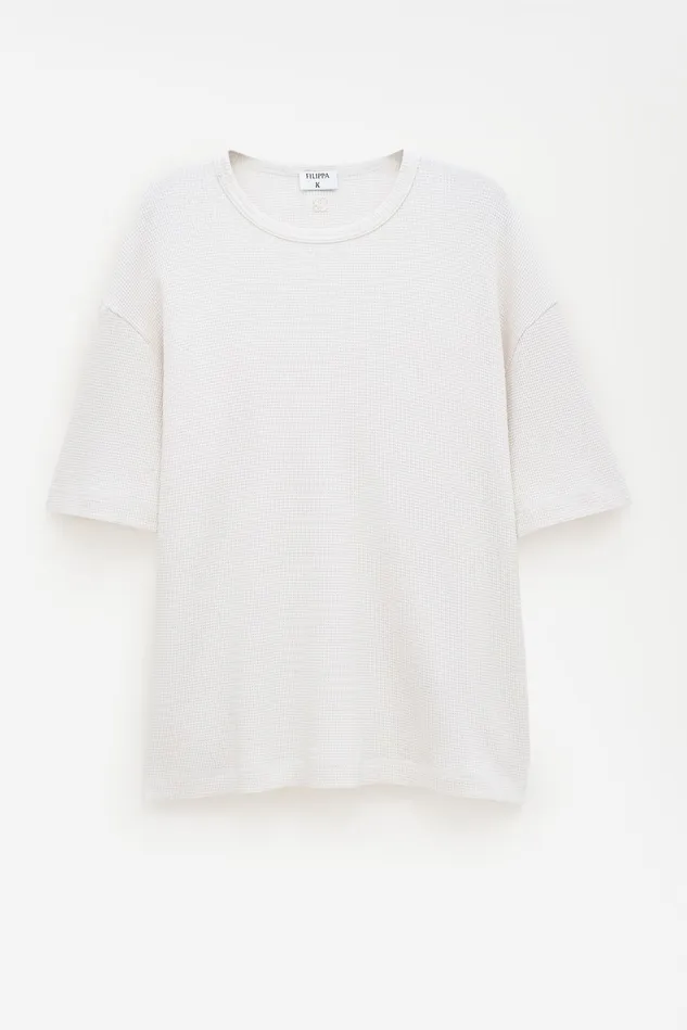 Men Waffle Cotton Tee Cream White Filippa K TShirts