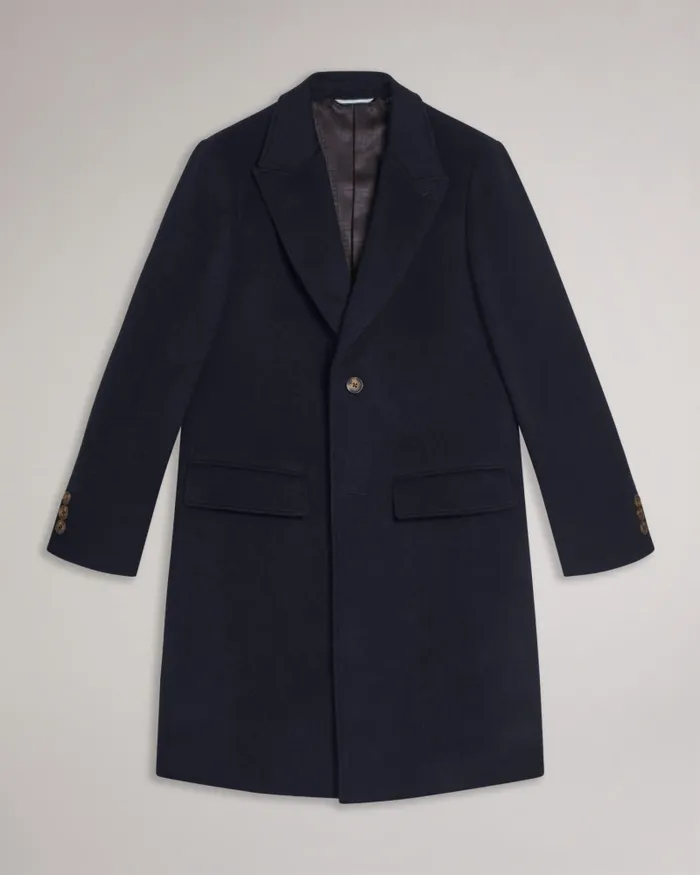 Men WILDING 8211 Wool Blend Overcoat Navy Ted Baker Coats and Jackets