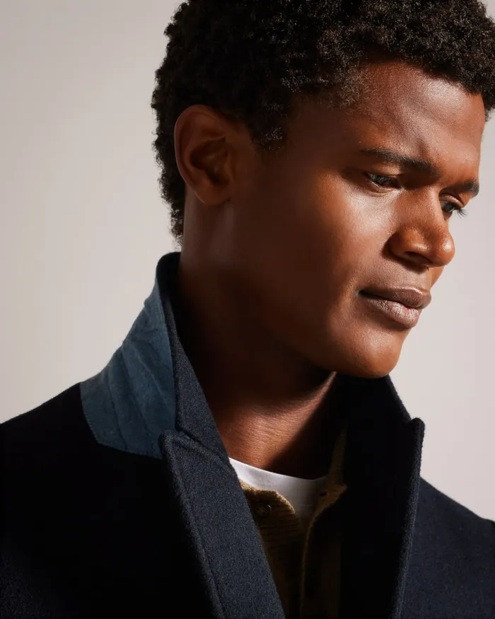Men WILDING 8211 Wool Blend Overcoat Navy Ted Baker Coats and Jackets