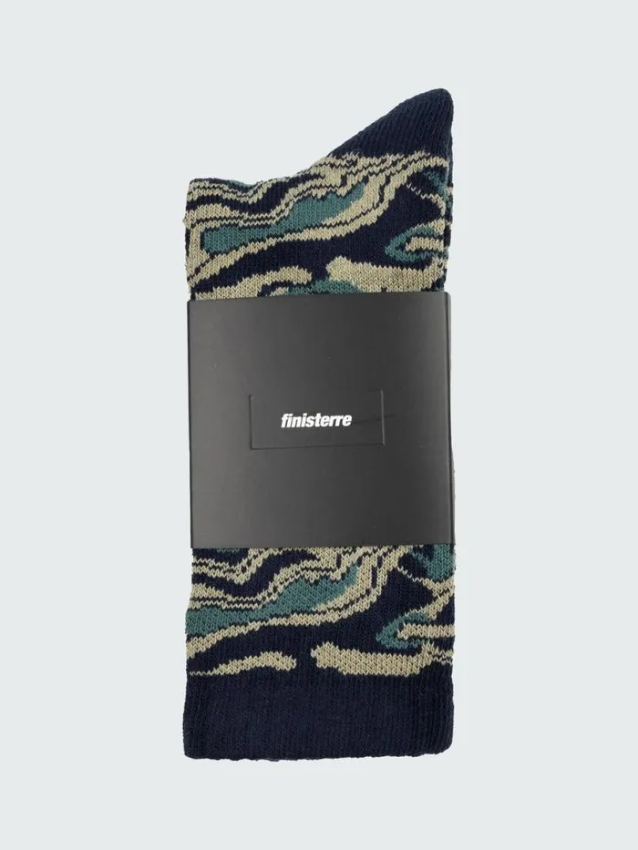 MenWomen High Tide Pattern Sock Willow Green Osmosis Finisterre Socks