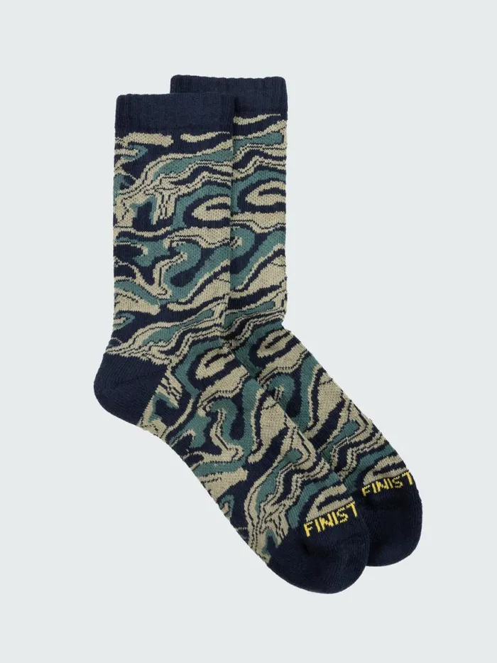 MenWomen High Tide Pattern Sock Willow Green Osmosis Finisterre Socks