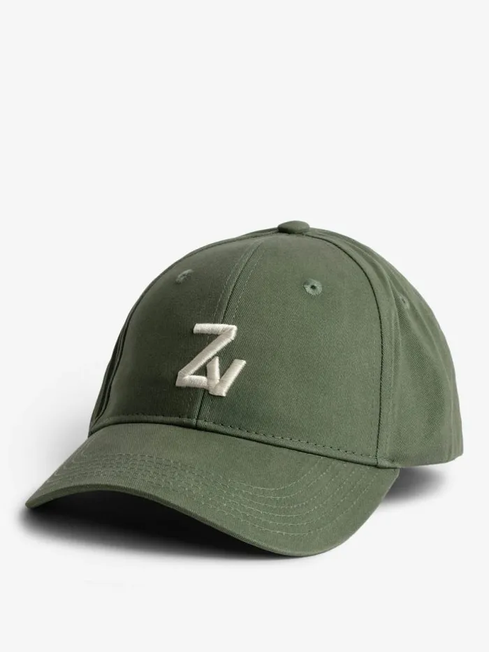 Men Zadig and Voltaire Hats ZV Initiale Klelia Cap Kaki Men Zadig and Voltaire Hats ZV Initiale Klelia Cap Kaki