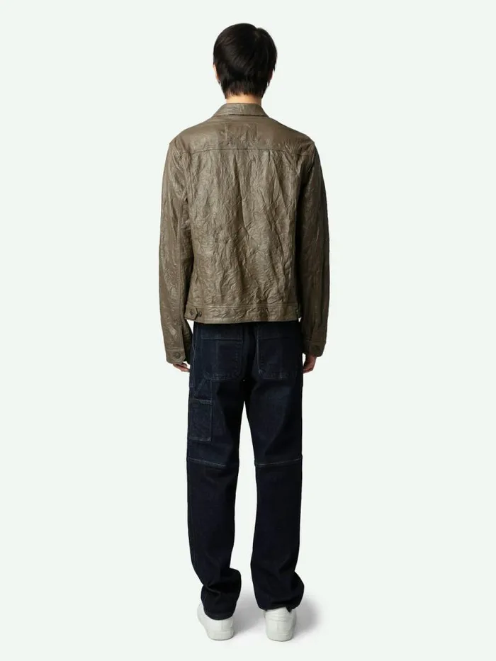 Men Zadig and Voltaire Jackets and Coats Base Crinkled Leather Jacket Latte Men Zadig and Voltaire Jackets and Coats Base Crinkled Leather Jacket Latte