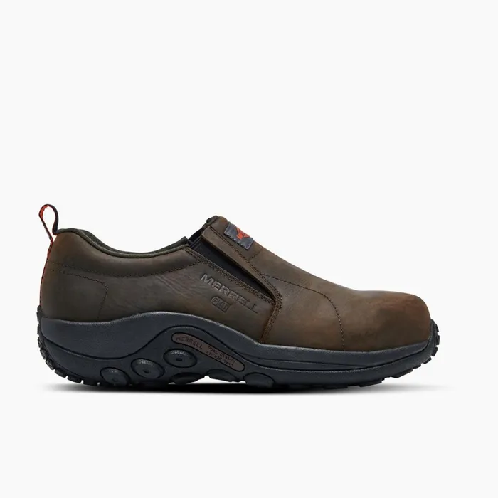 Merrell Jungle Moc Leather Comp Toe Sd Work Shoe Espresso Men SlipOns