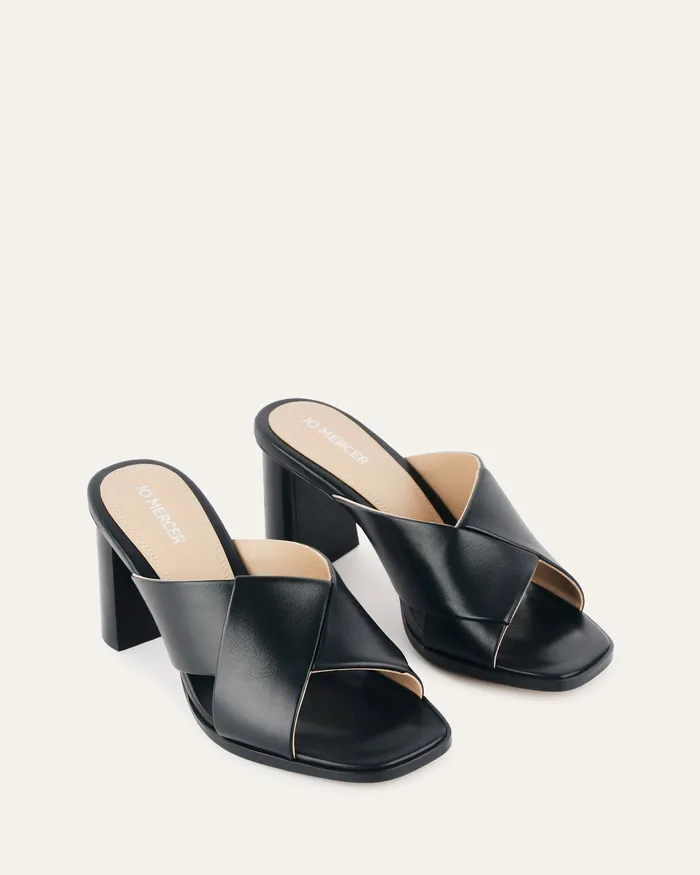 MID SANDALS jomercer Women Carrie mid heel sandals black leather MID SANDALS jomercer Women Carrie mid heel sandals black leather