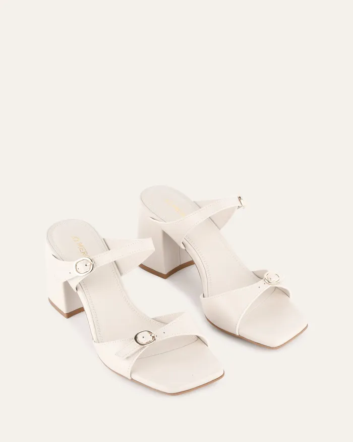 MID SANDALS jomercer Women Spencer mid heel sandals off white leather
