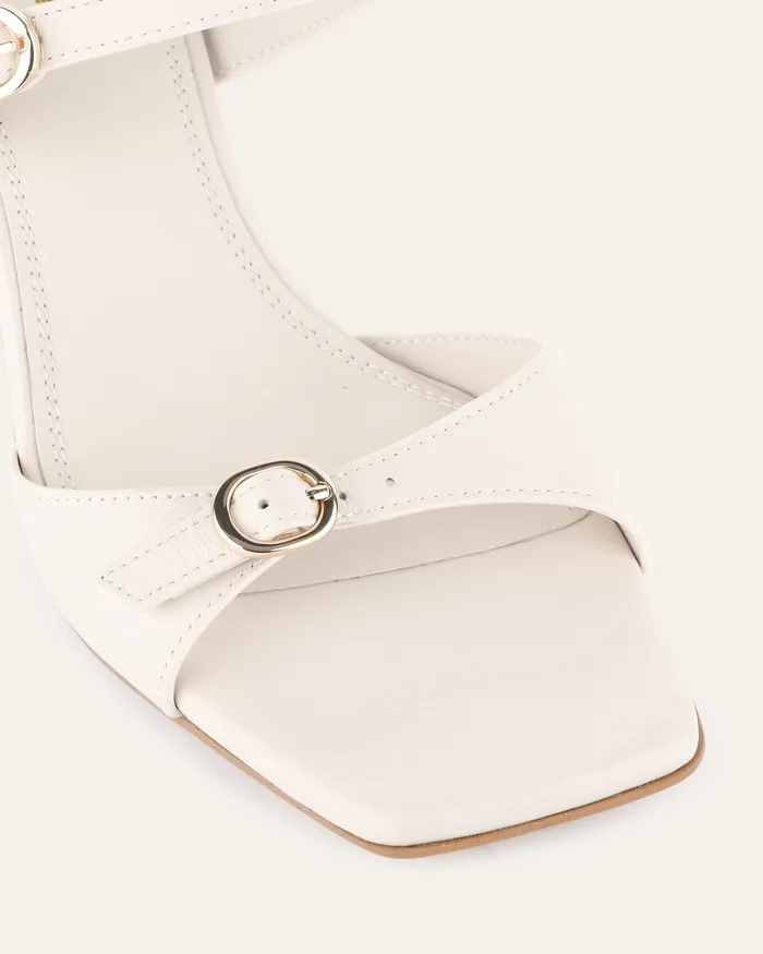 MID SANDALS jomercer Women Spencer mid heel sandals off white leather
